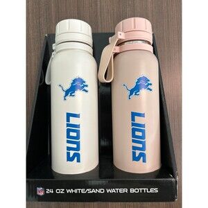 Pair (2) NFL Detroit Lions 24 oz water bottles white, sand new!